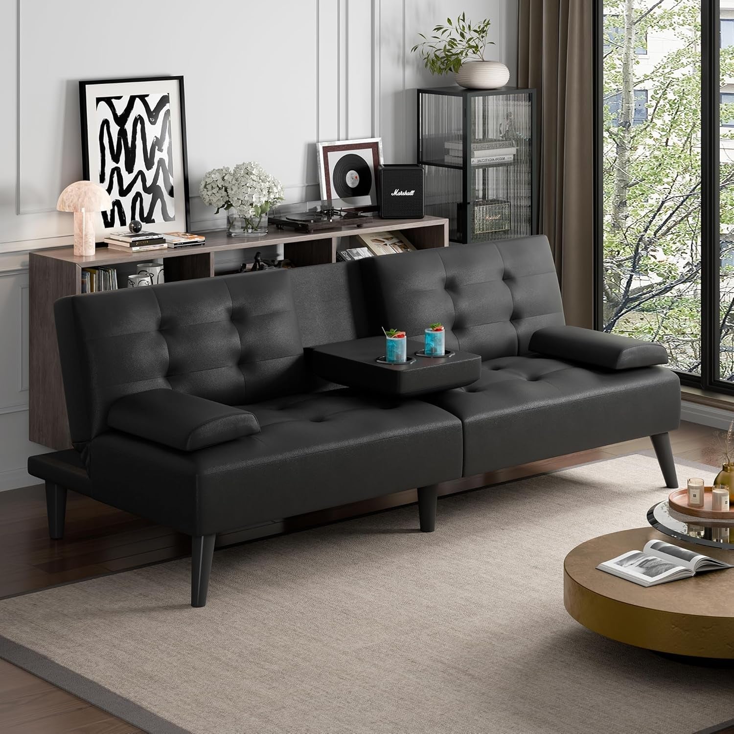 Modern Convertible Sofa Bed with Adjustable Recliner Arms