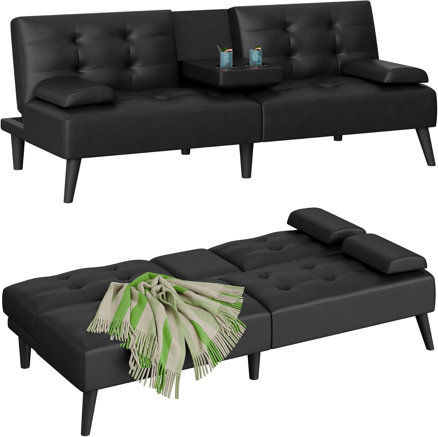 Modern Convertible Sofa Bed with Adjustable Recliner Arms