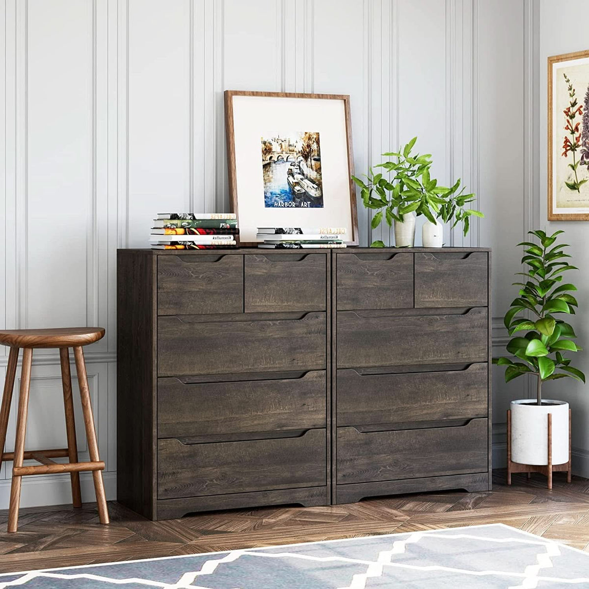 Modern Dark Brown 5 Drawer Clothing Organizer For Bedroom