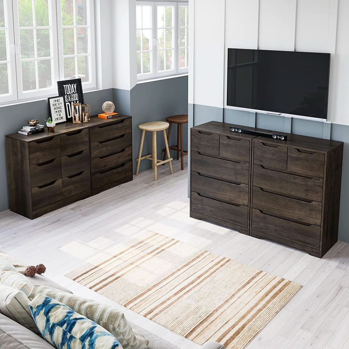 Modern Dark Brown 5 Drawer Clothing Organizer For Bedroom