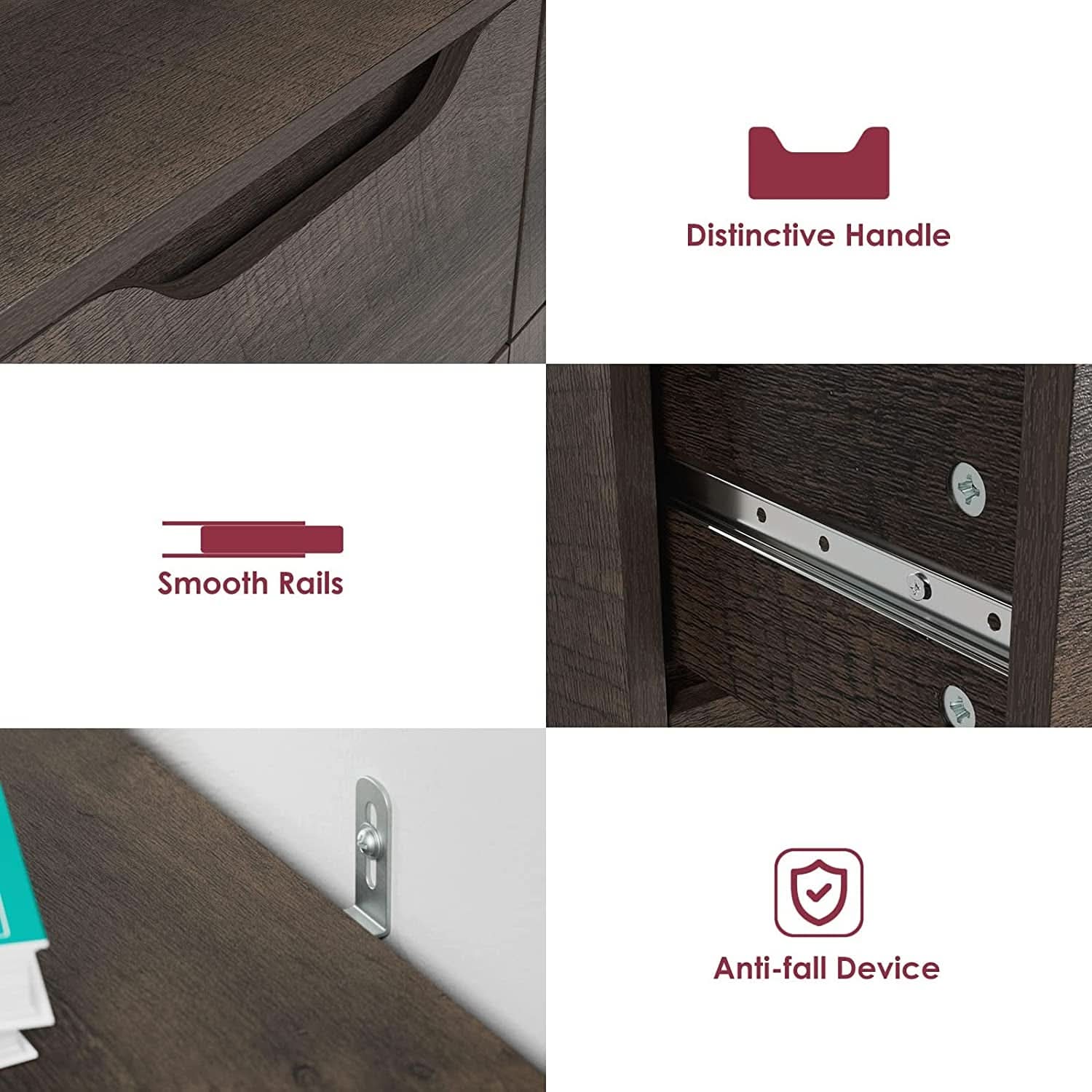 Modern Dark Brown 5 Drawer Clothing Organizer For Bedroom