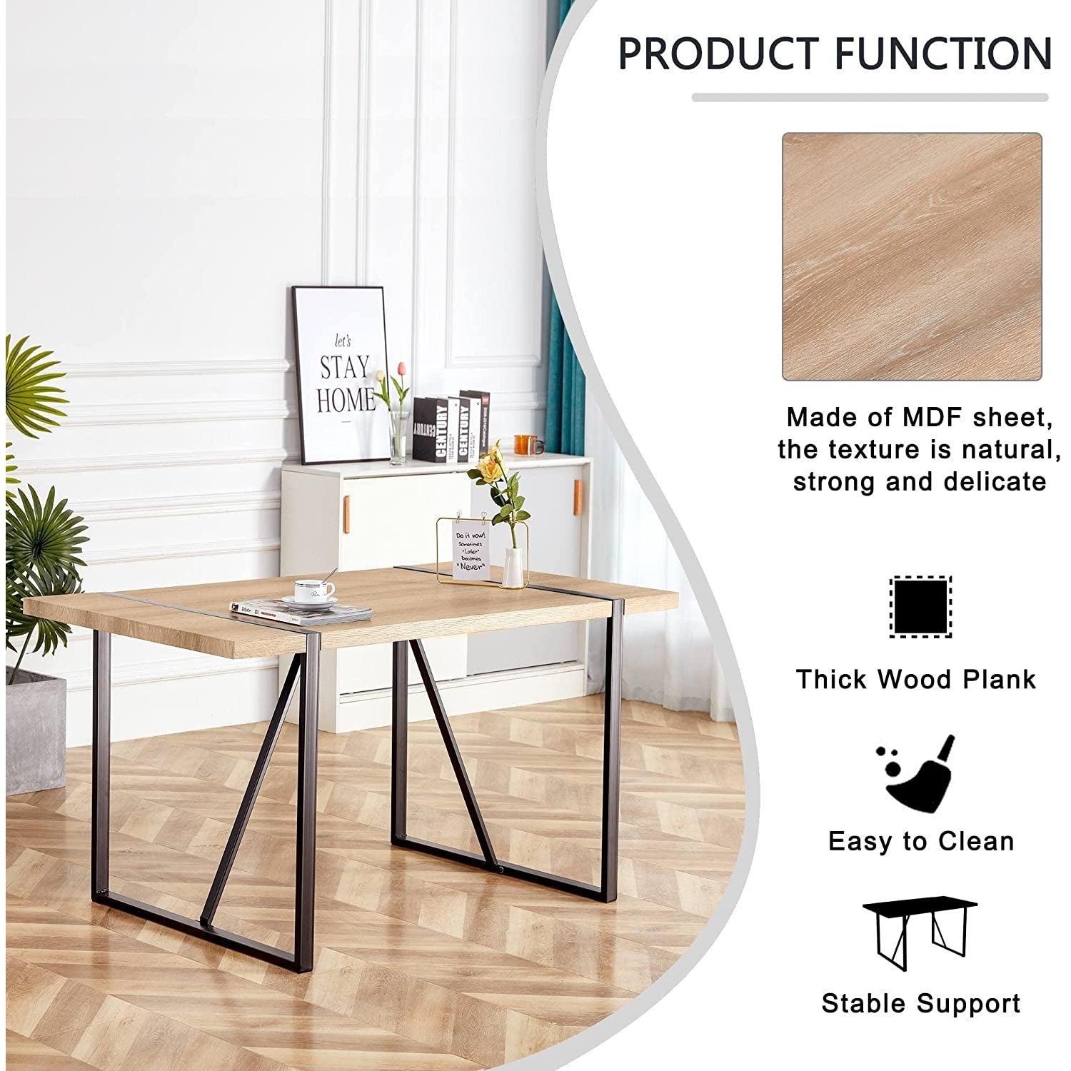 Modern Farmhouse Dining Table Set With Fabric Chairs