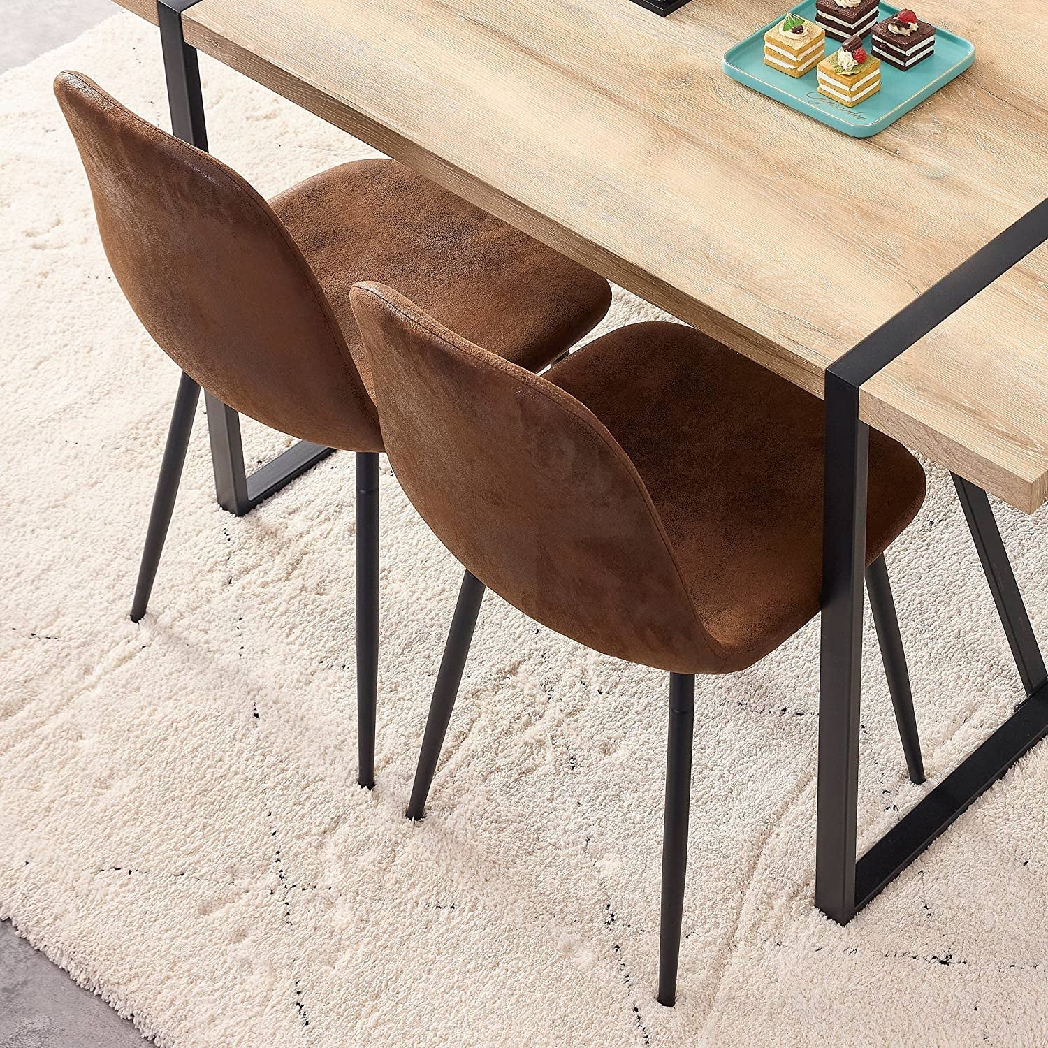 Modern Farmhouse Dining Table Set With Fabric Chairs
