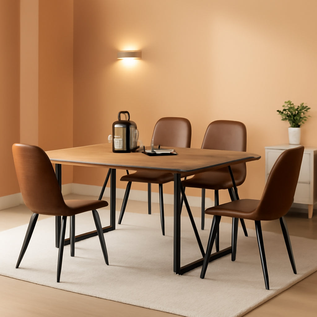 Modern Farmhouse Dining Table Set With Fabric Chairs