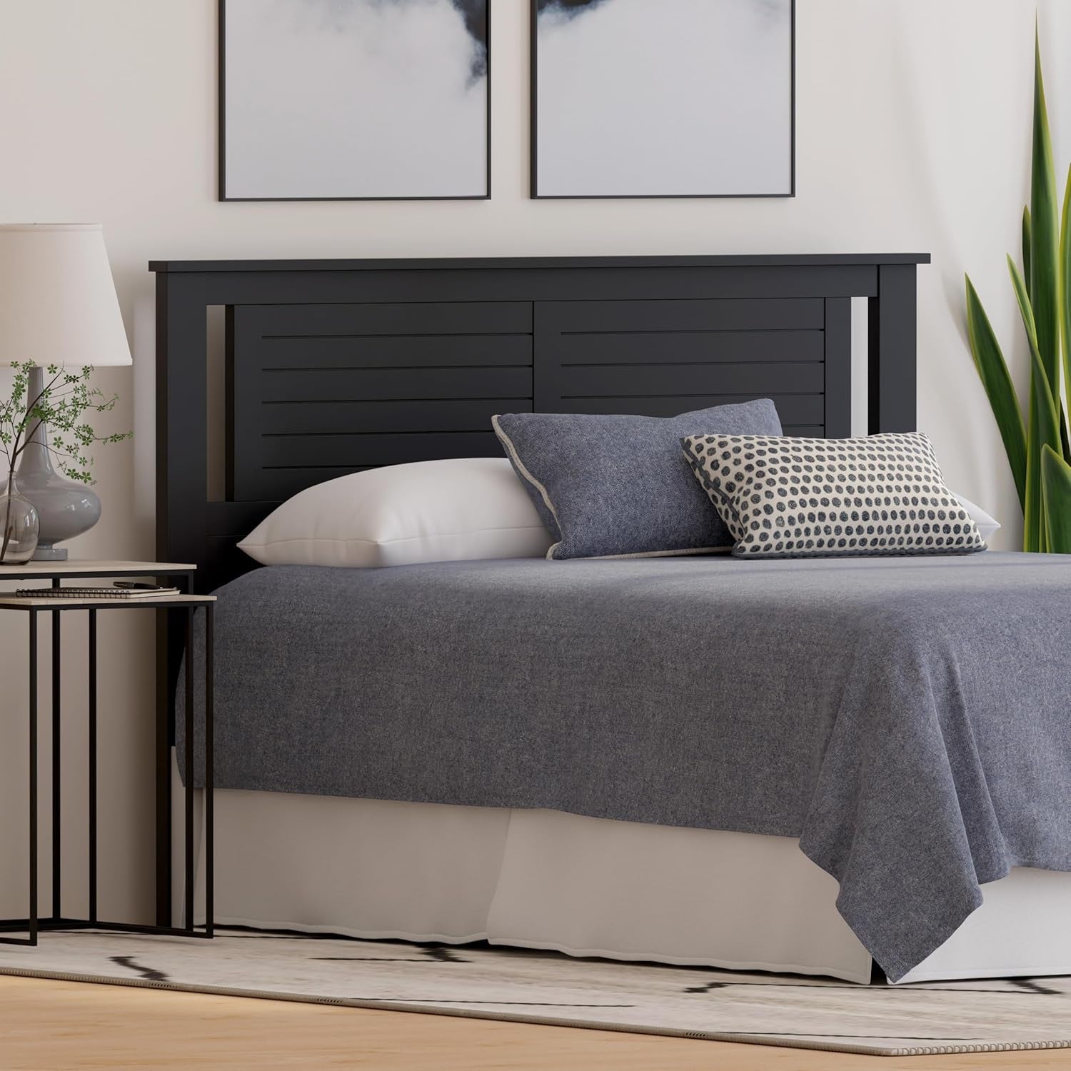 Modern Farmhouse Queen Headboard in Black with Scoring