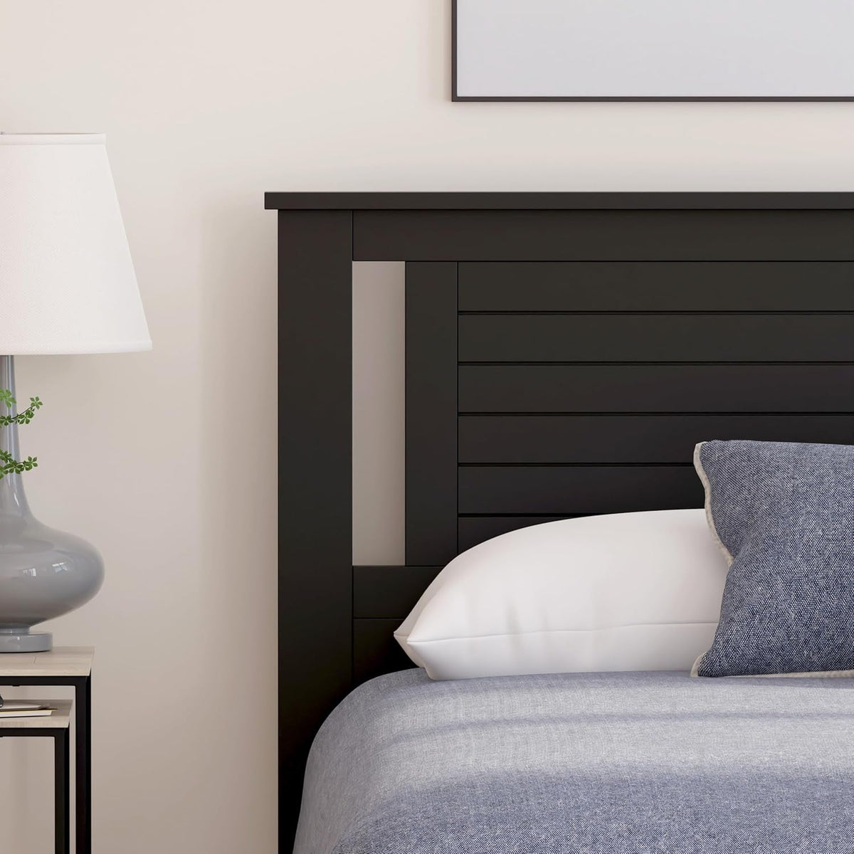 Modern Farmhouse Queen Headboard in Black with Scoring