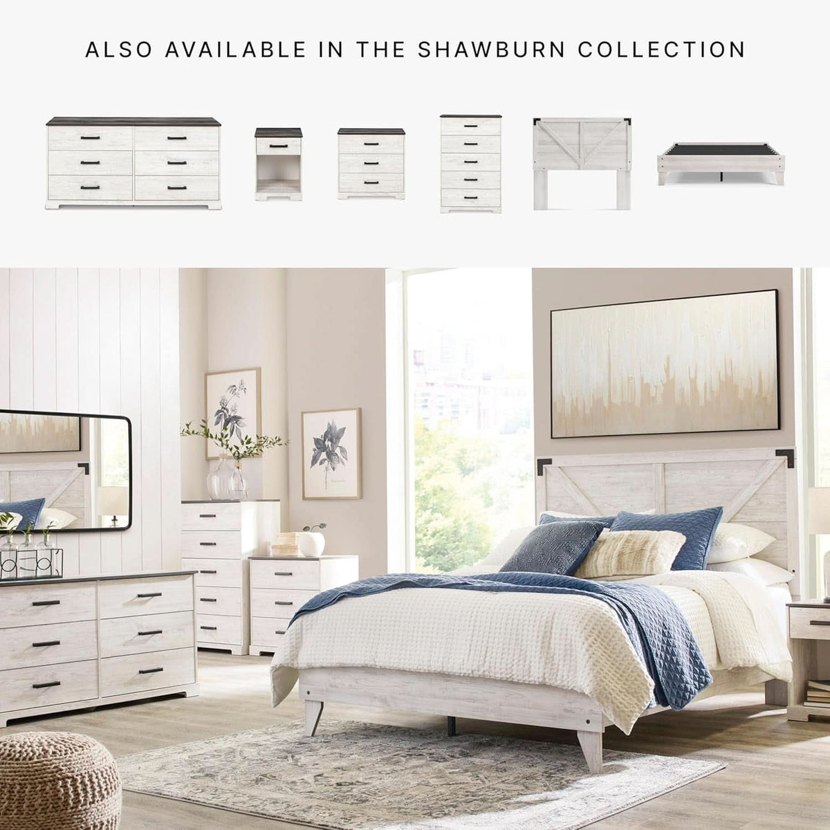 Modern Farmhouse Queen Headboard with Crossbuck Styling