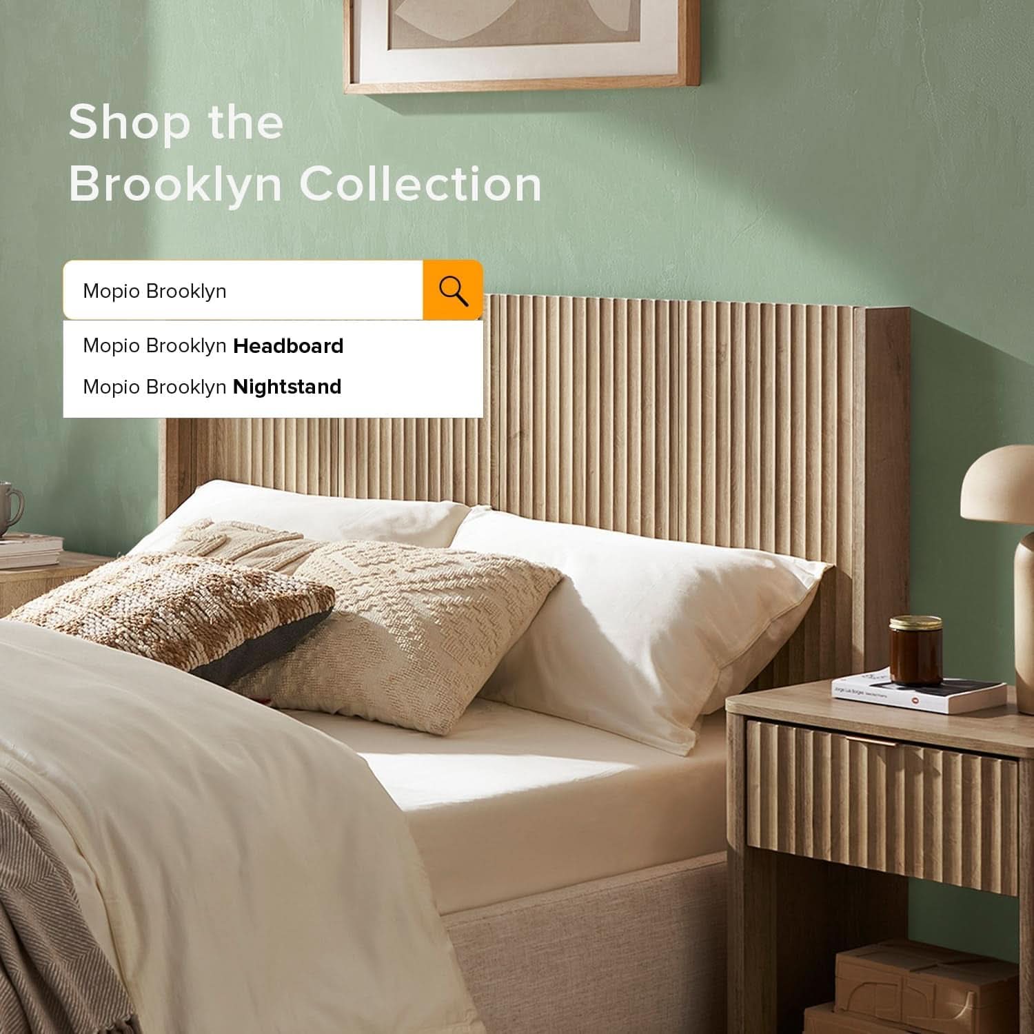 Modern Farmhouse Wood Headboard with Wingback Fluted Design