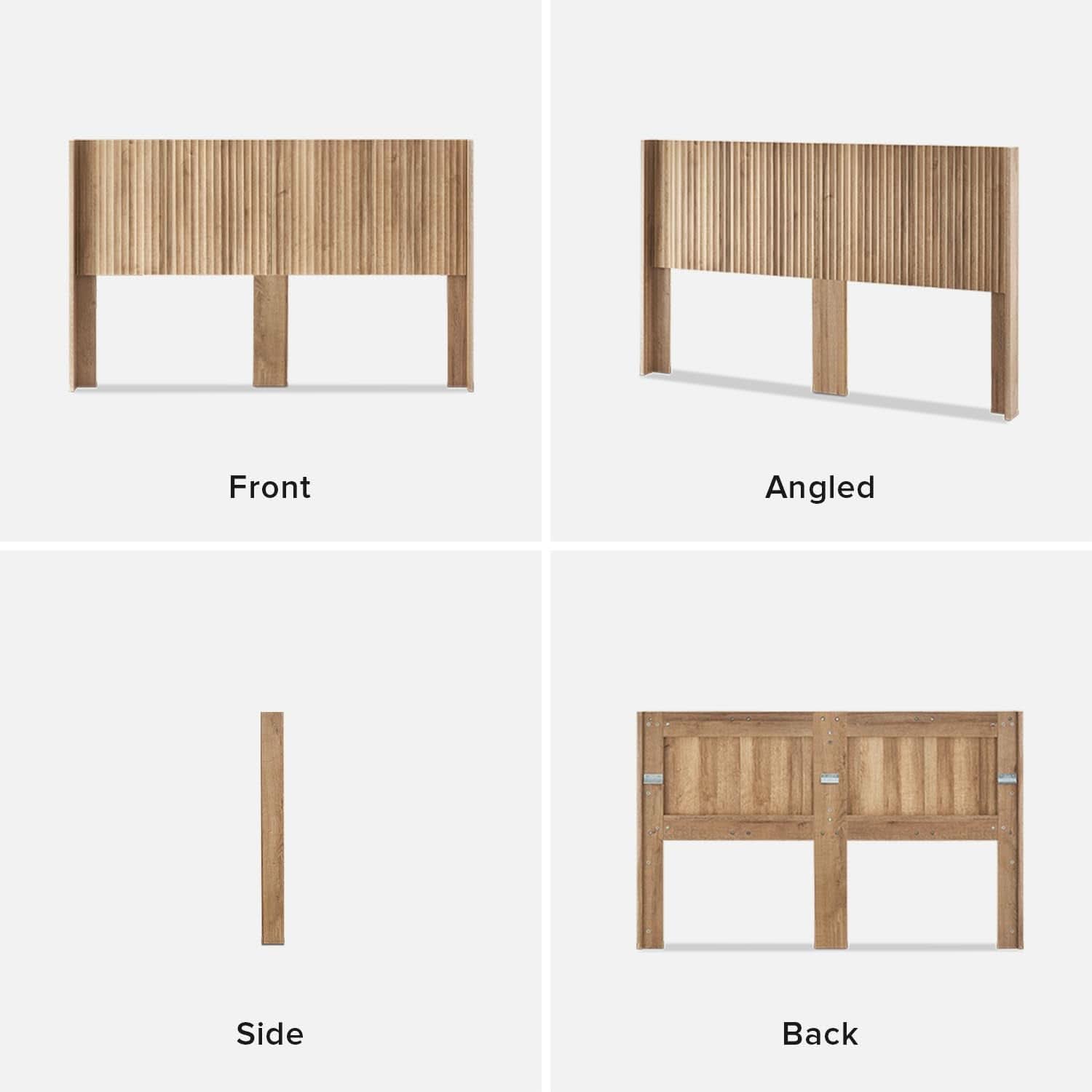 Modern Farmhouse Wood Headboard with Wingback Fluted Design