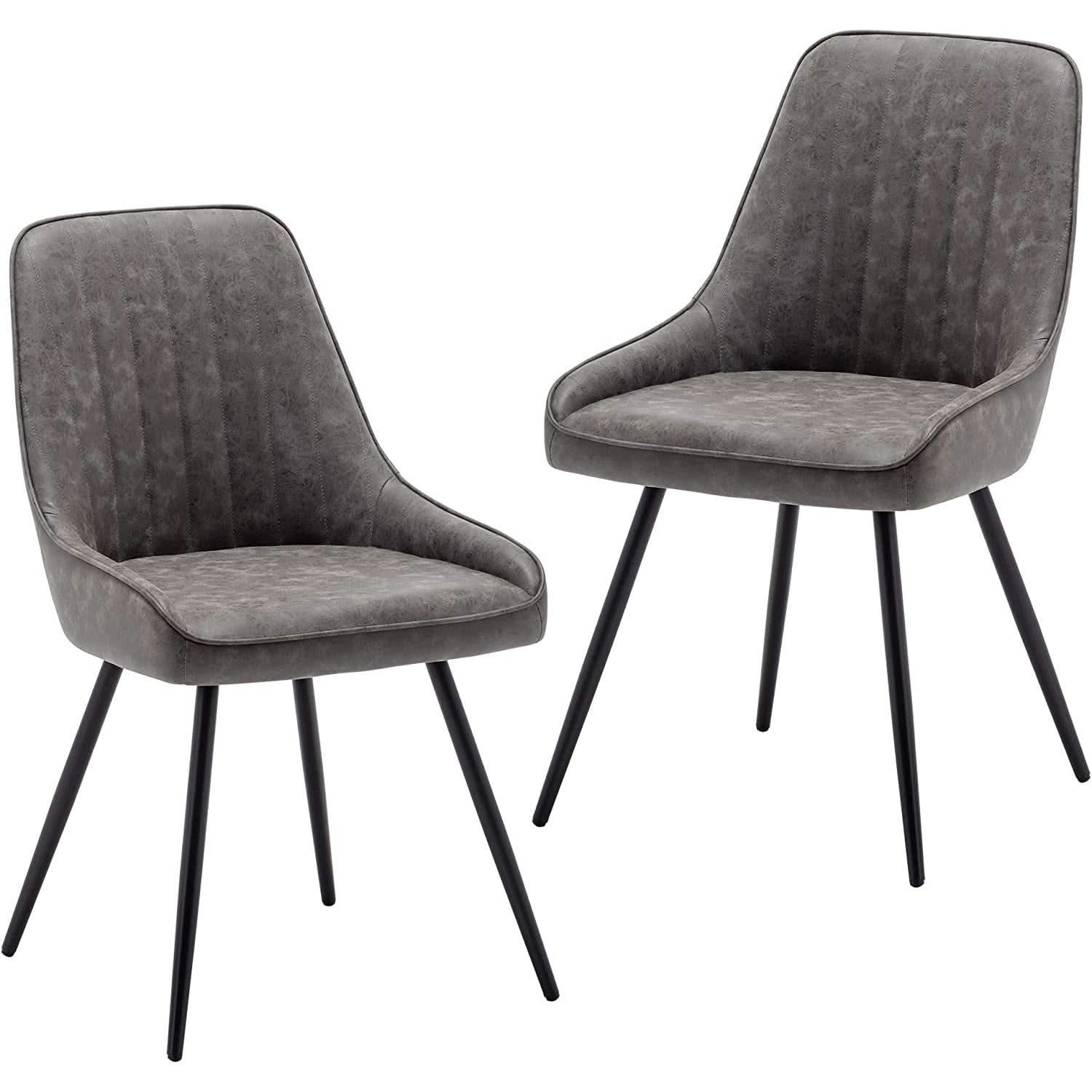 Modern Faux Leather Dining Chairs Set Of 2 Armless Metal Legs