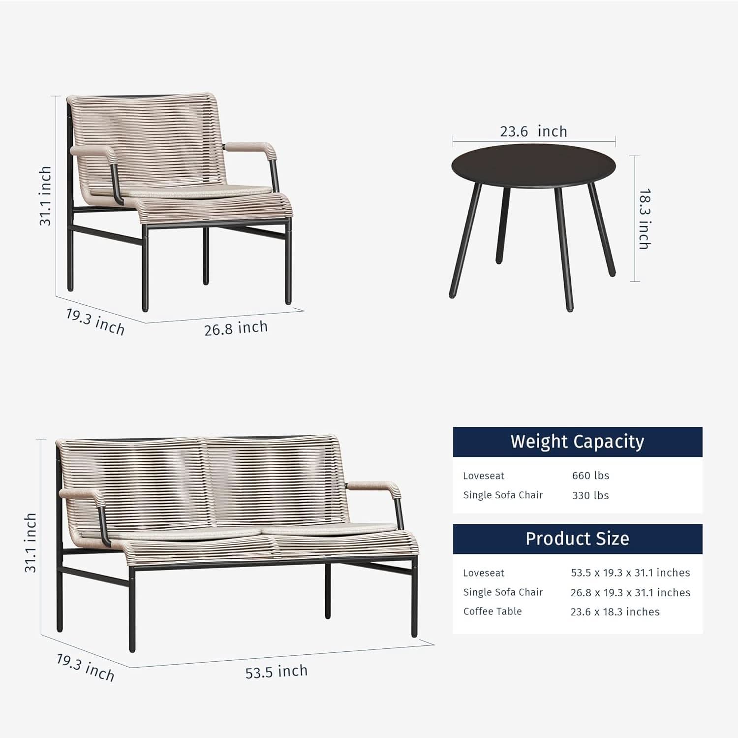 Modern Four Piece Patio Furniture Set for Outdoor Spaces