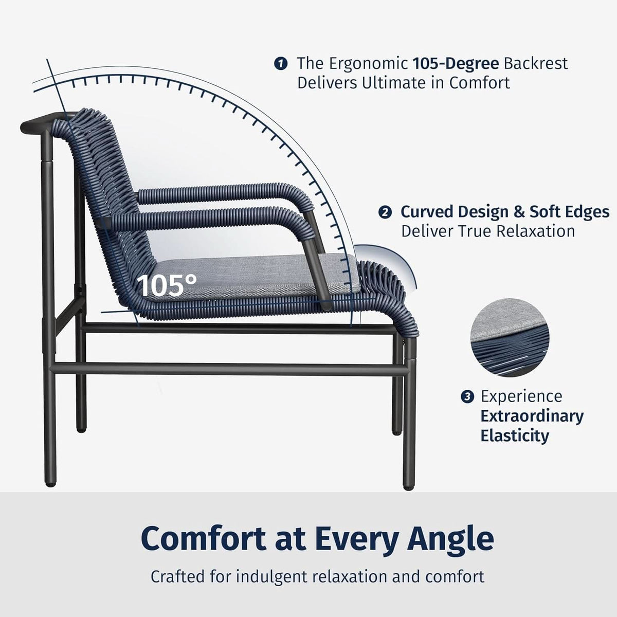 Modern Four Piece Patio Furniture Set with Comfortable Cushions