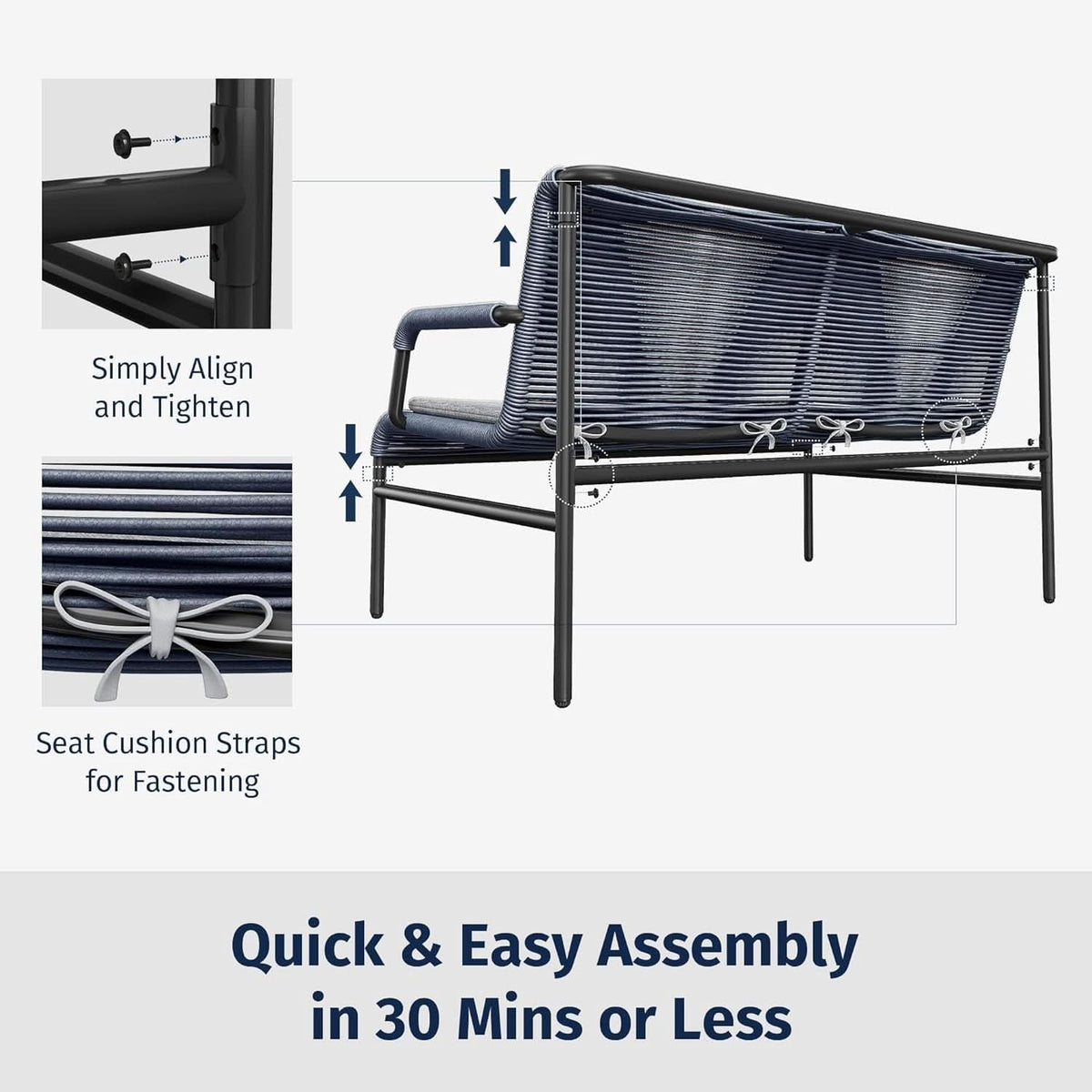 Modern Four Piece Patio Furniture Set with Comfortable Cushions