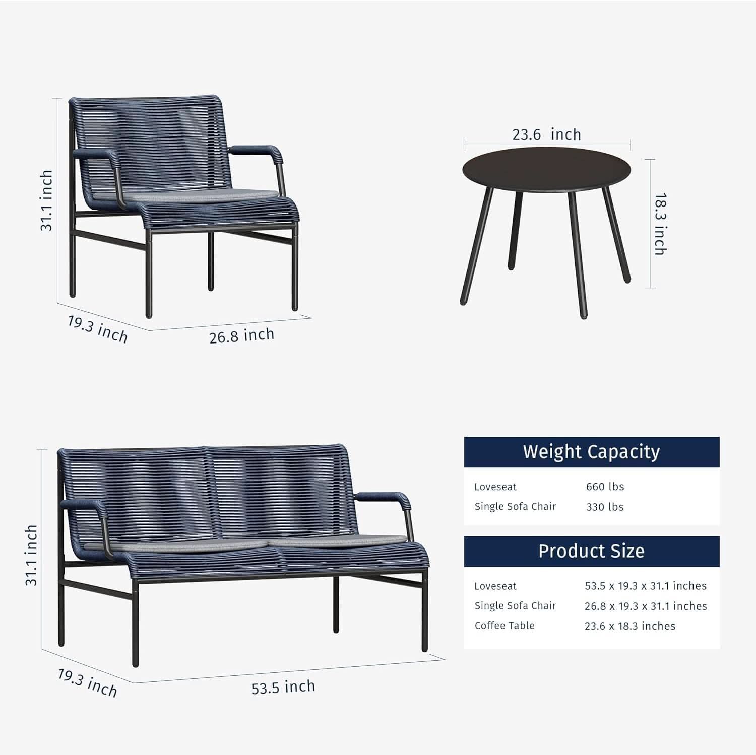 Modern Four Piece Patio Furniture Set with Comfortable Cushions