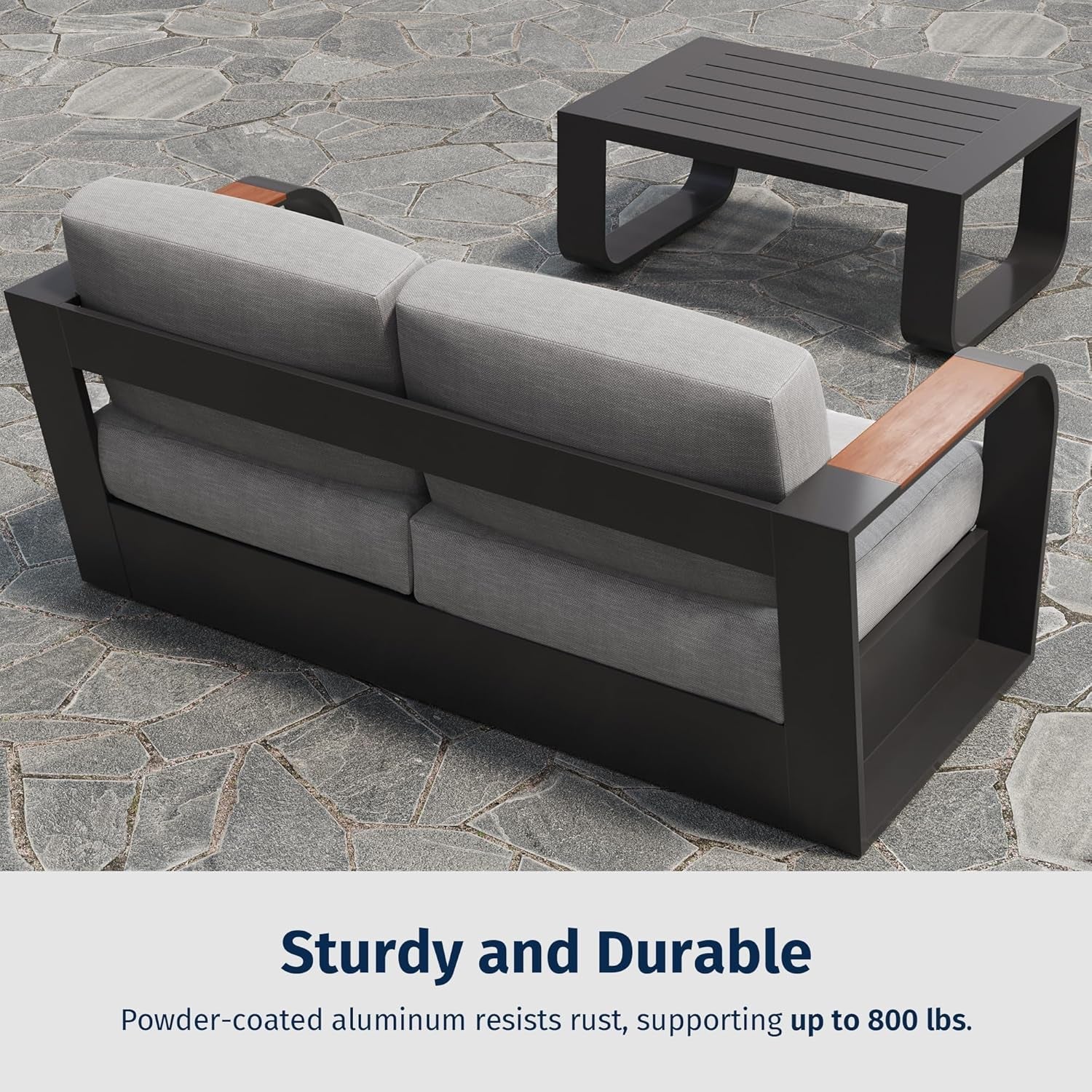 Modern Four Piece Patio Furniture Set with Deep Seating