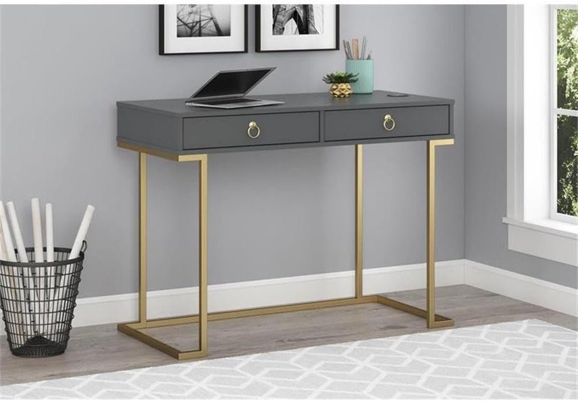 Modern Graphite Grey Computer Desk for Small Spaces