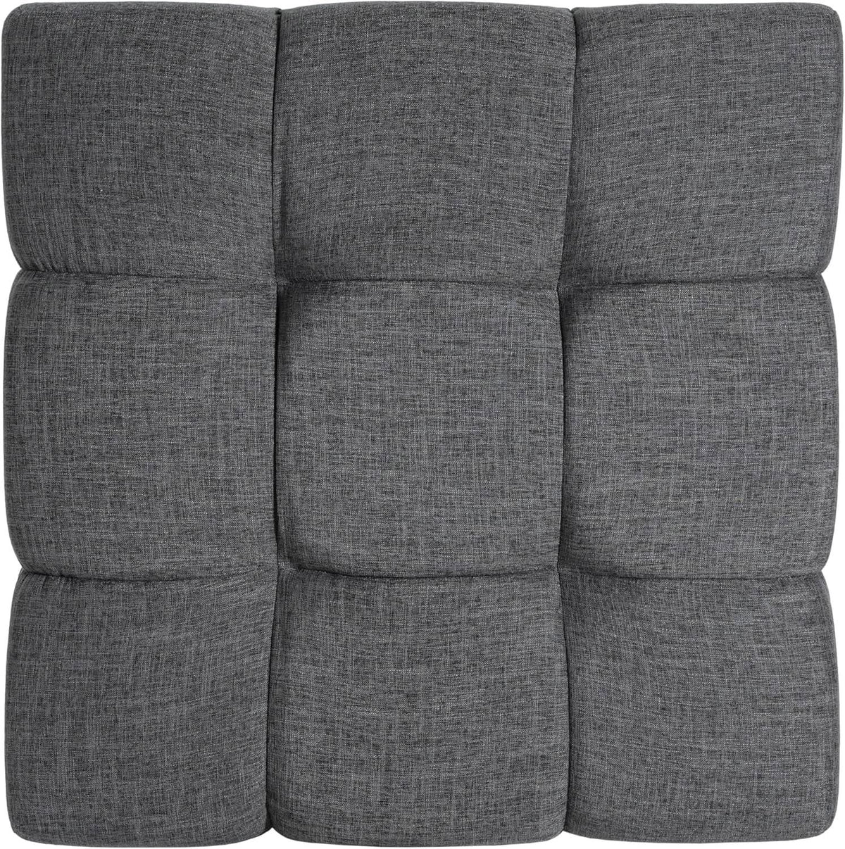 Modern Gray Fabric Ottoman With Walnut Finish WoodFrame