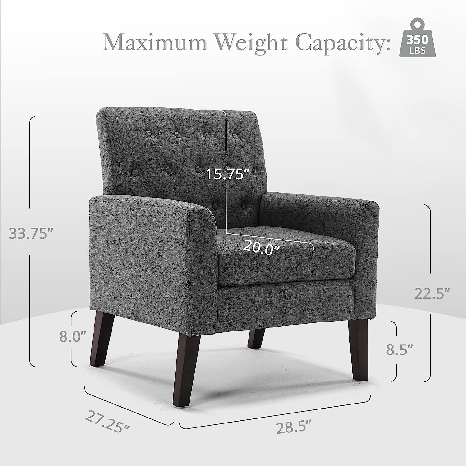 Modern Gray Linen Accent Armchair For Living Room Furniture