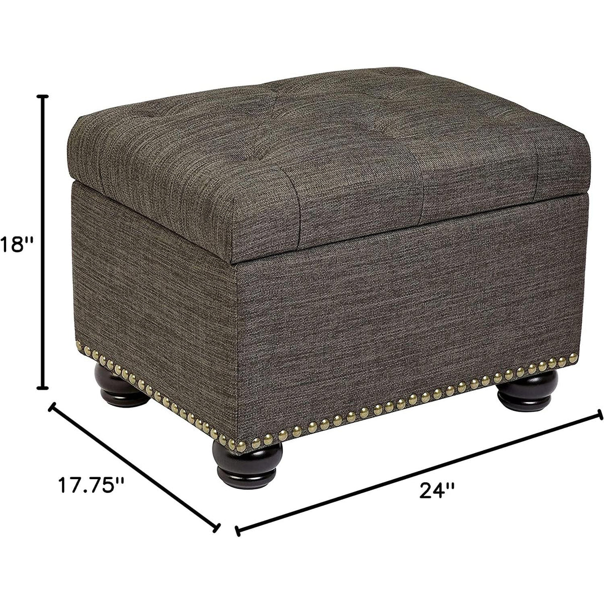 Modern Gray Linen Ottoman With Hidden Storage For Living Room