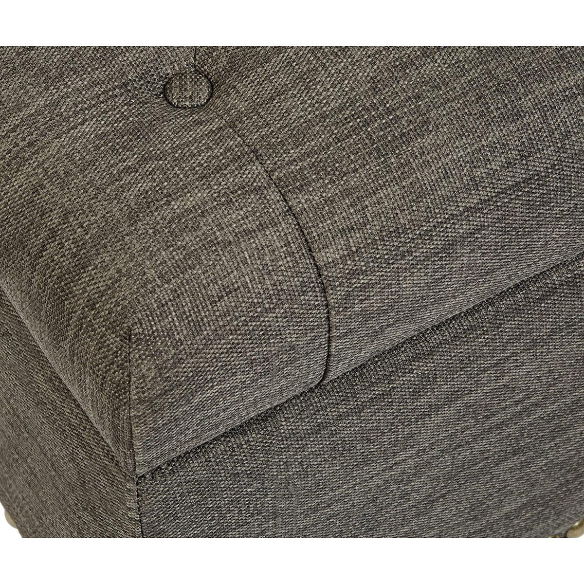 Modern Gray Linen Ottoman With Hidden Storage For Living Room