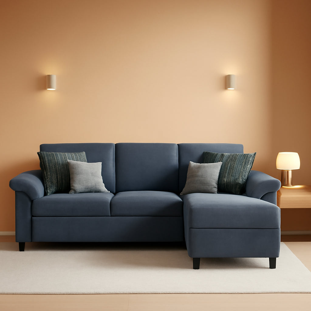 Modern Gray Linen Sectional Sofa For Living Room Set