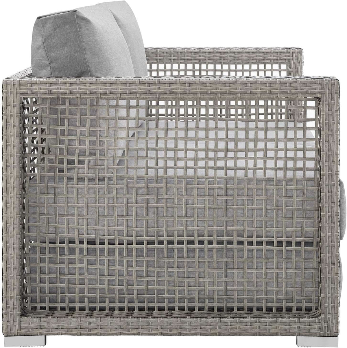 Modern Gray Wicker Rattan Loveseat for Outdoor Spaces