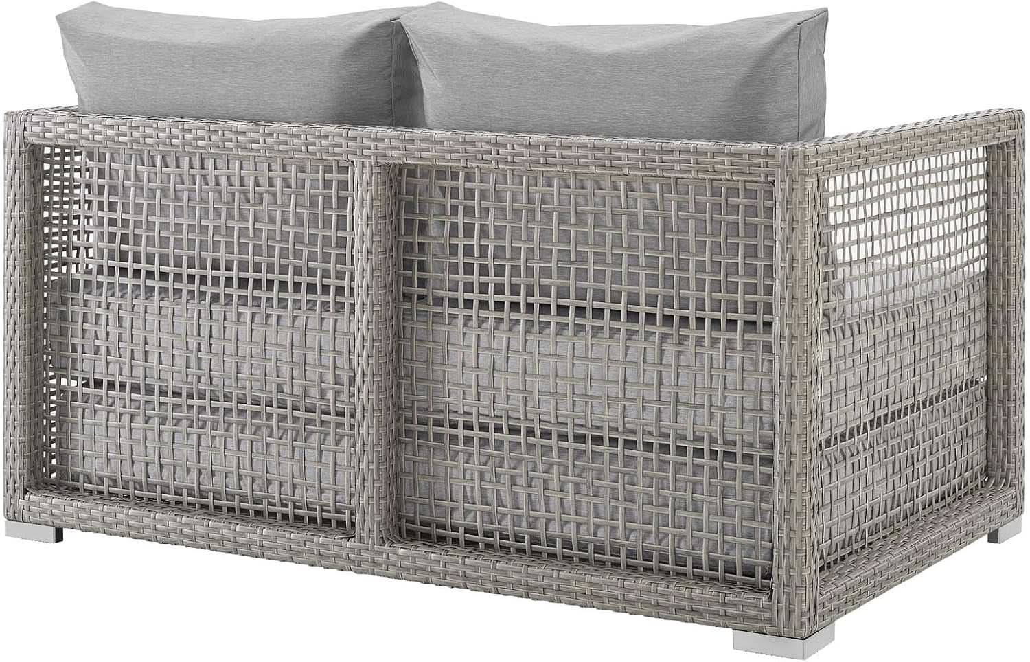 Modern Gray Wicker Rattan Loveseat for Outdoor Spaces