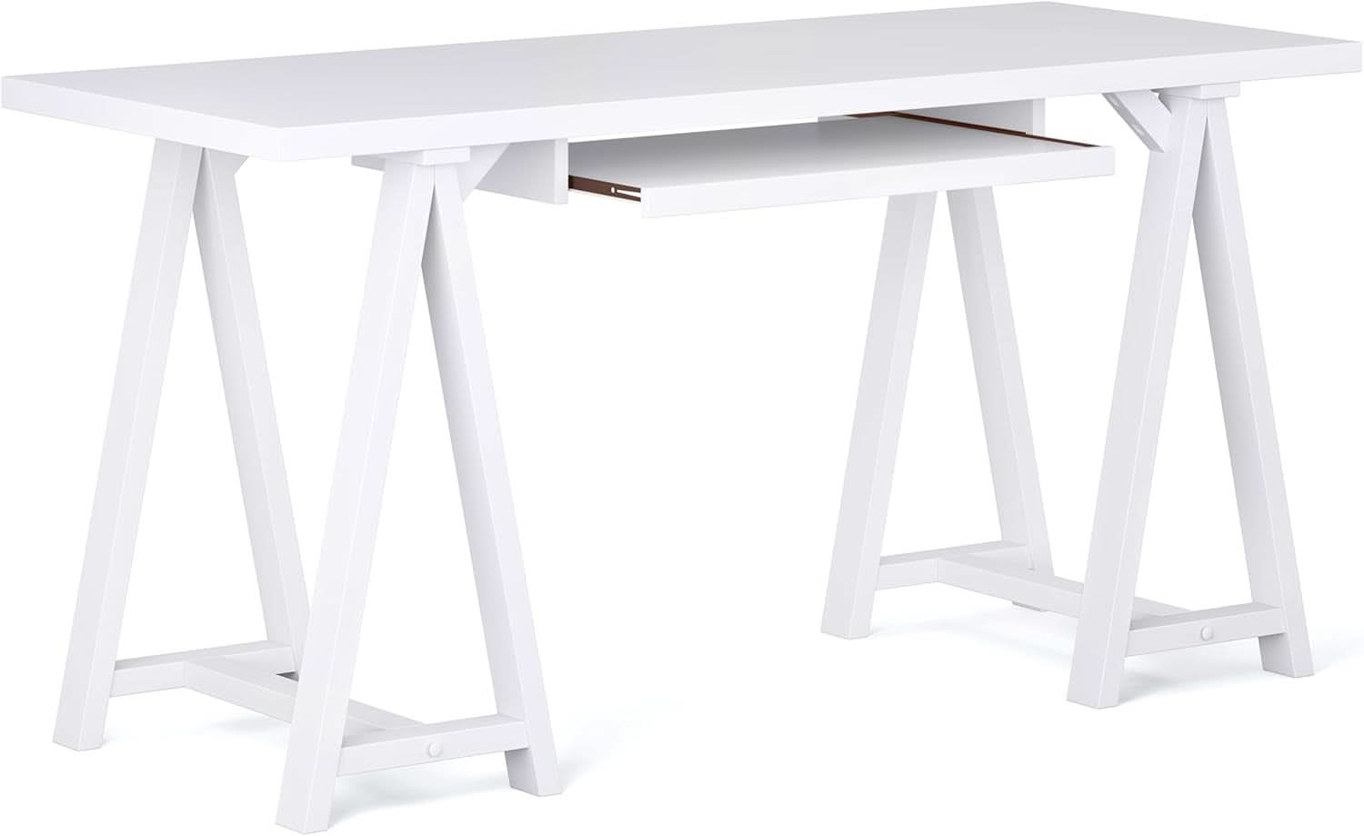 Modern Industrial Solid Wood Writing Desk with Keyboard Tray
