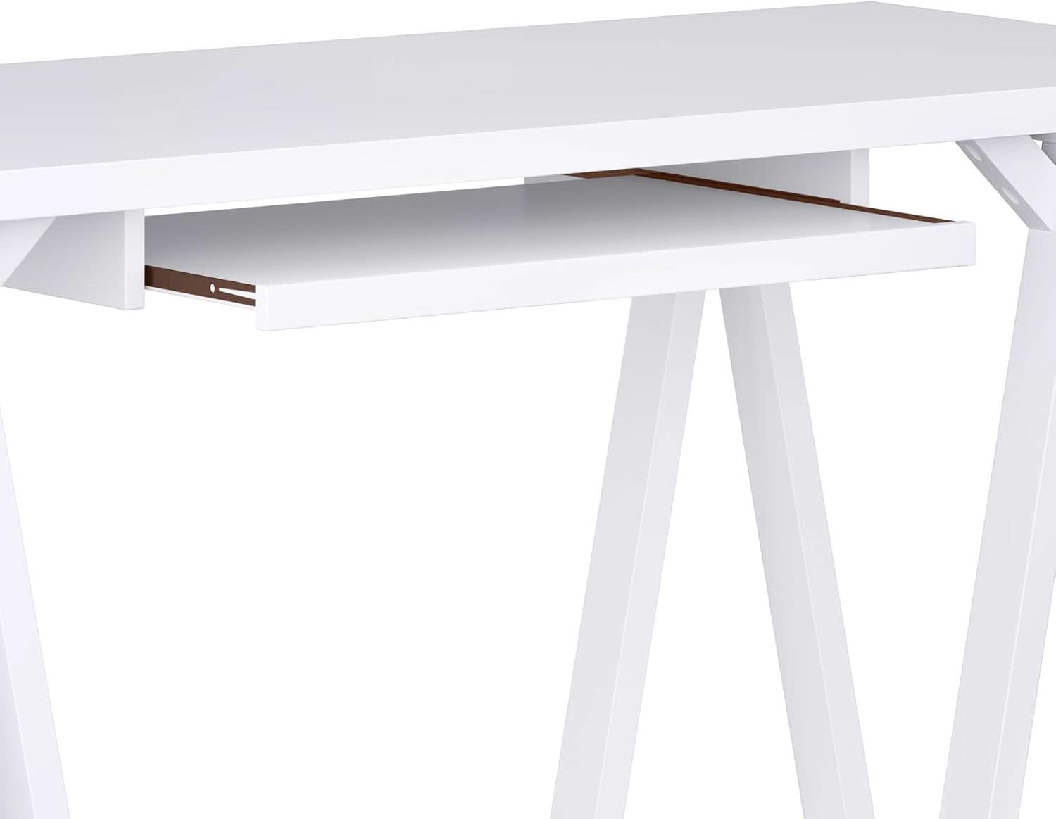 Modern Industrial Solid Wood Writing Desk with Keyboard Tray