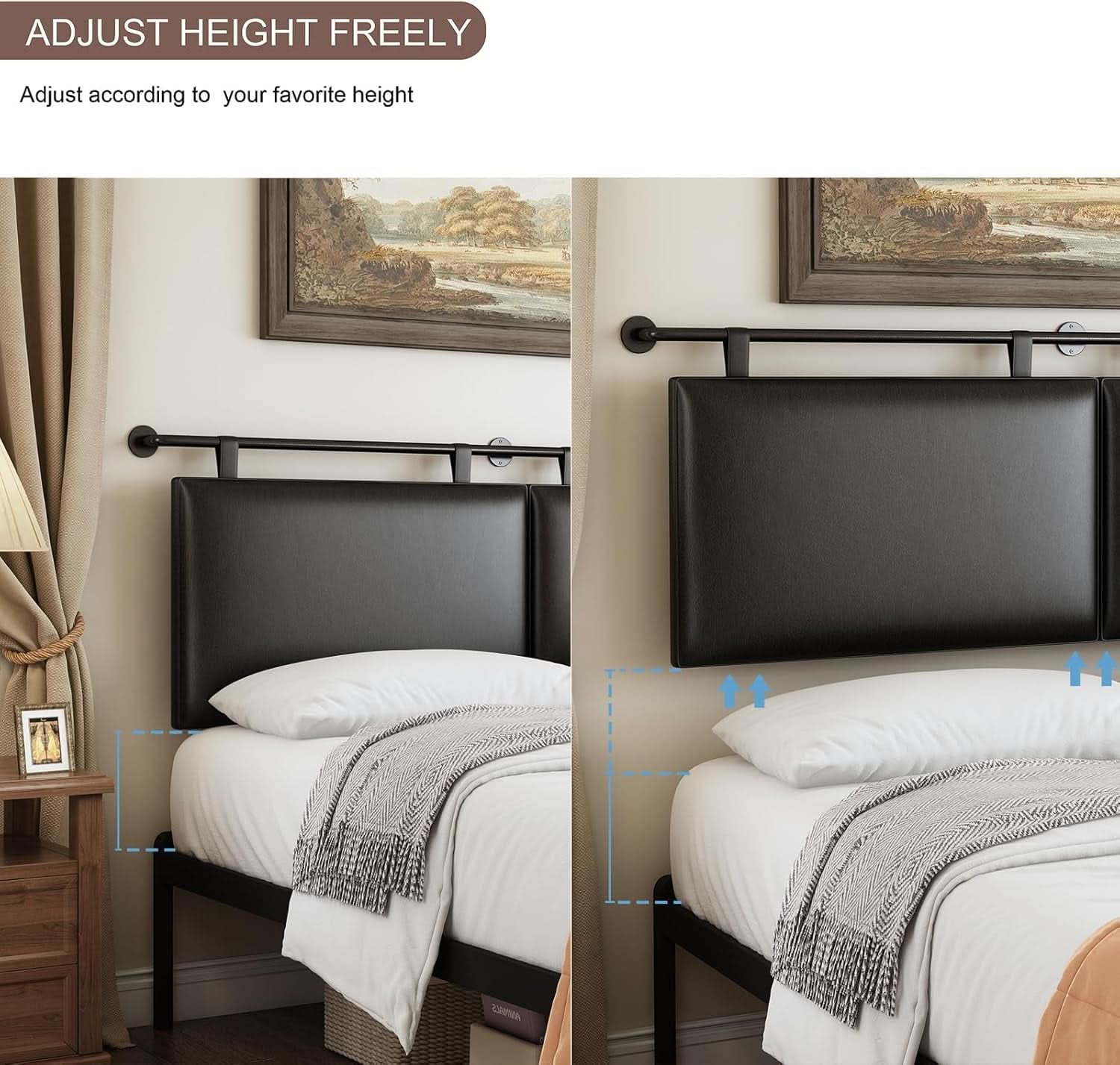 Modern King Size PU Leather Wall Mounted Headboard