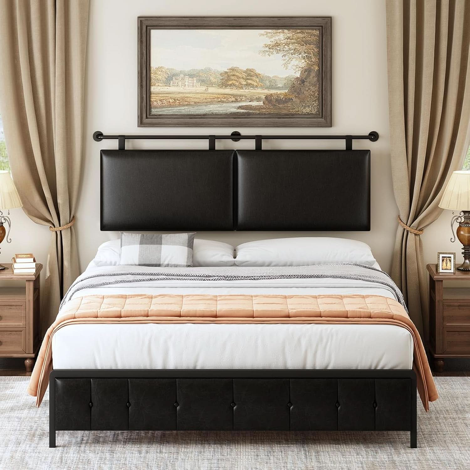 Modern King Size PU Leather Wall Mounted Headboard