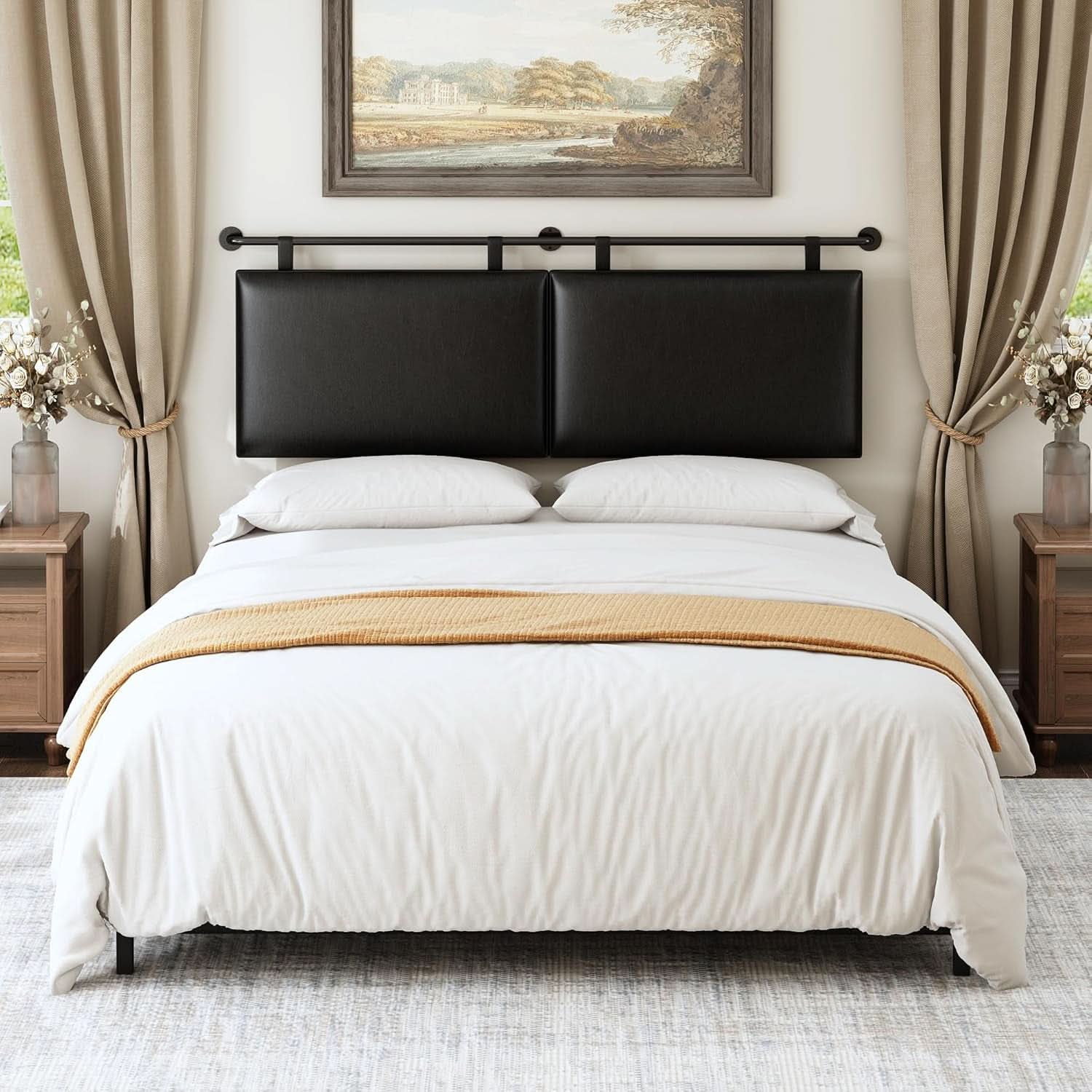 Modern King Size PU Leather Wall Mounted Headboard