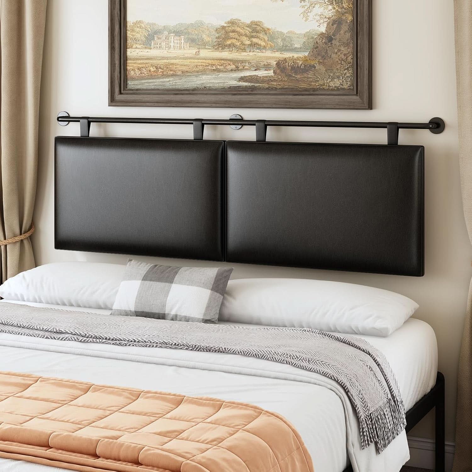 Modern King Size PU Leather Wall Mounted Headboard