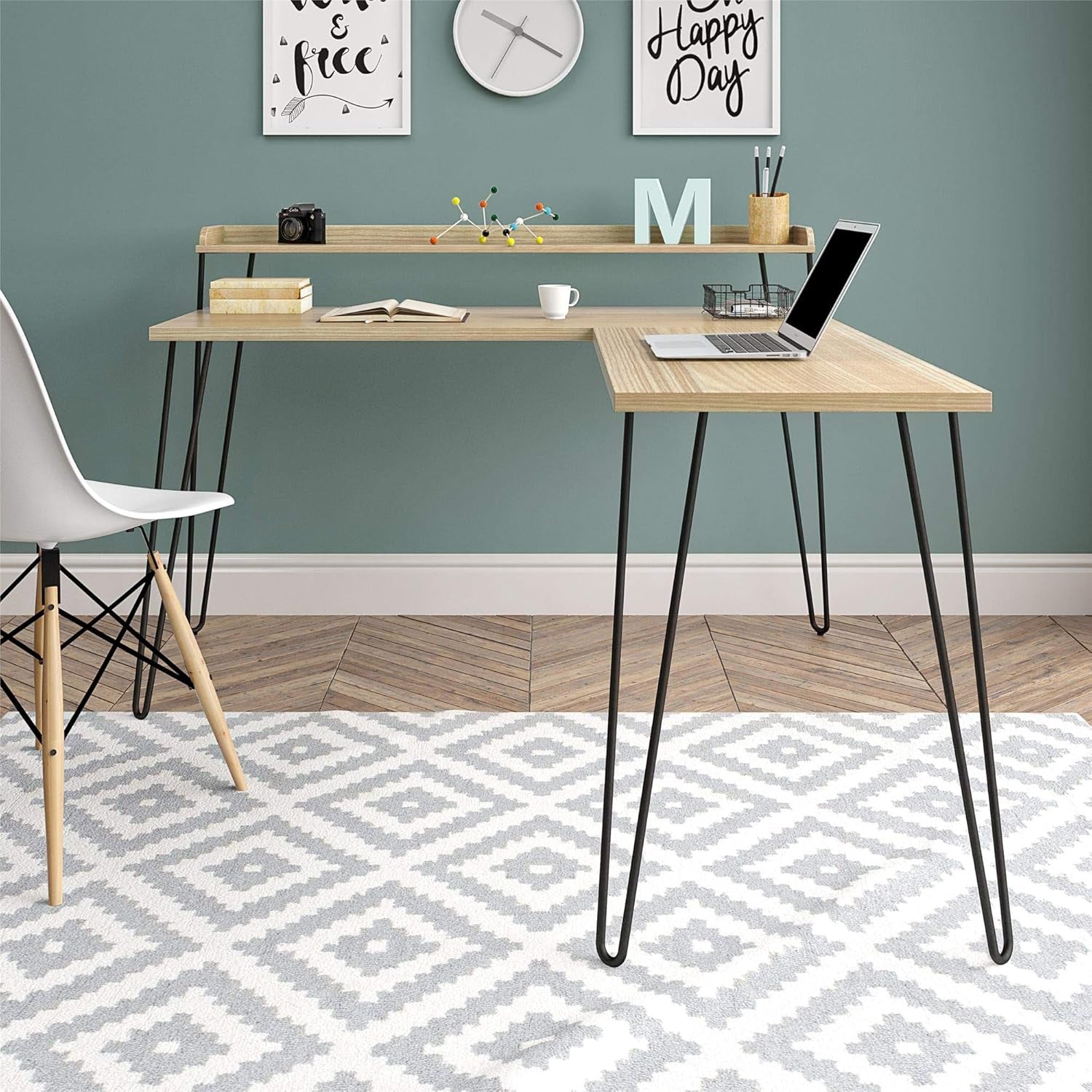 Modern L-Desk with Riser for Stylish Home Office