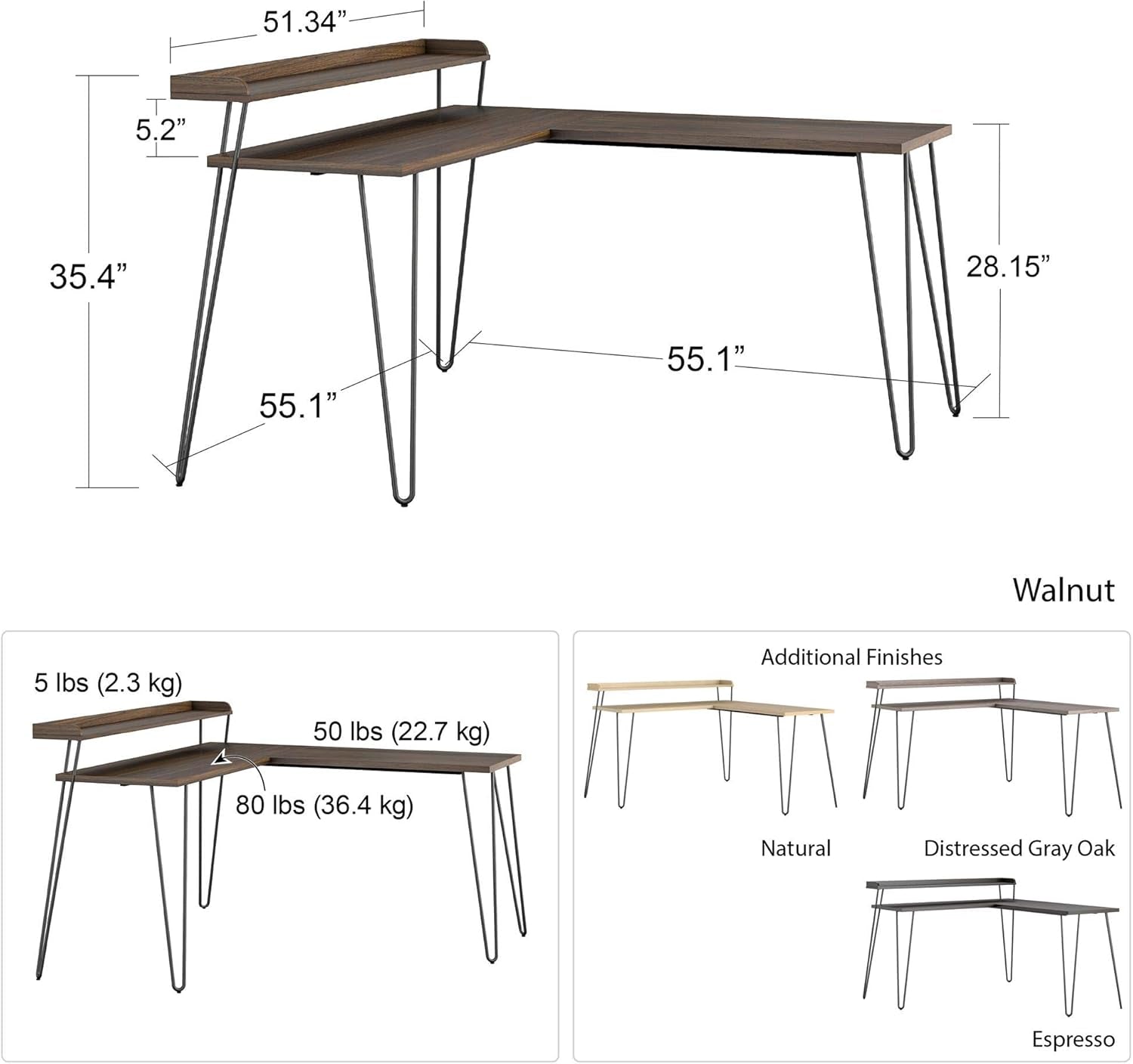 Modern L-Desk with Riser for Stylish Home Office
