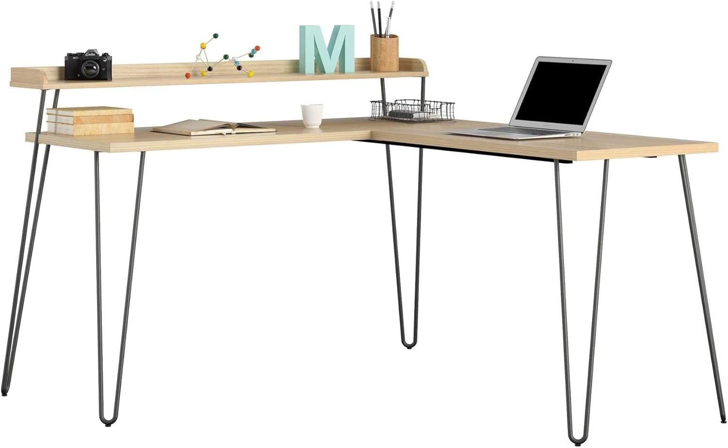 Modern L-Desk with Riser for Stylish Home Office