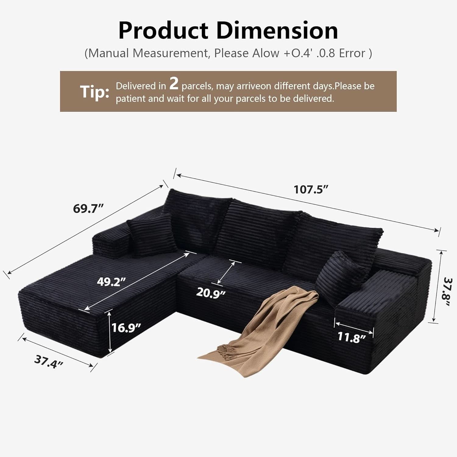 Modern L-Shape Cloud Sectional Couch for Living Room