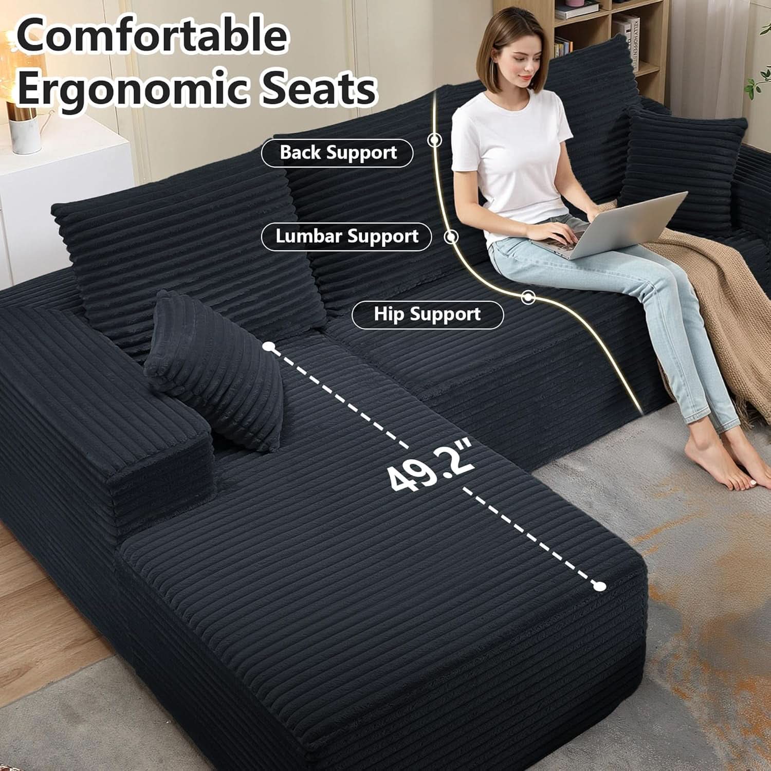 Modern L-Shape Cloud Sectional Couch for Living Room