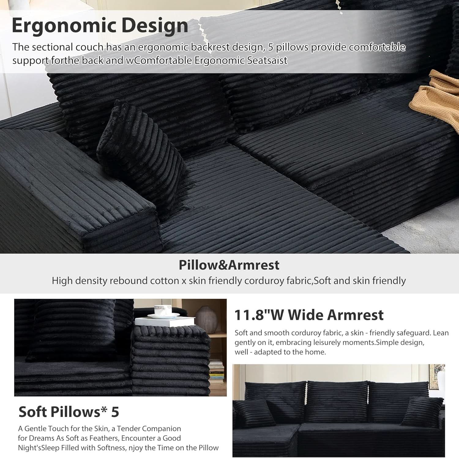 Modern L-Shape Cloud Sectional Couch for Living Room