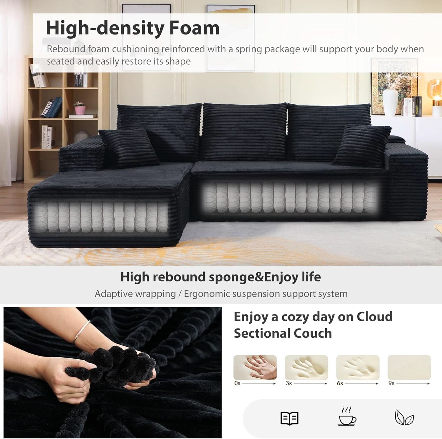Modern L-Shape Cloud Sectional Couch for Living Room