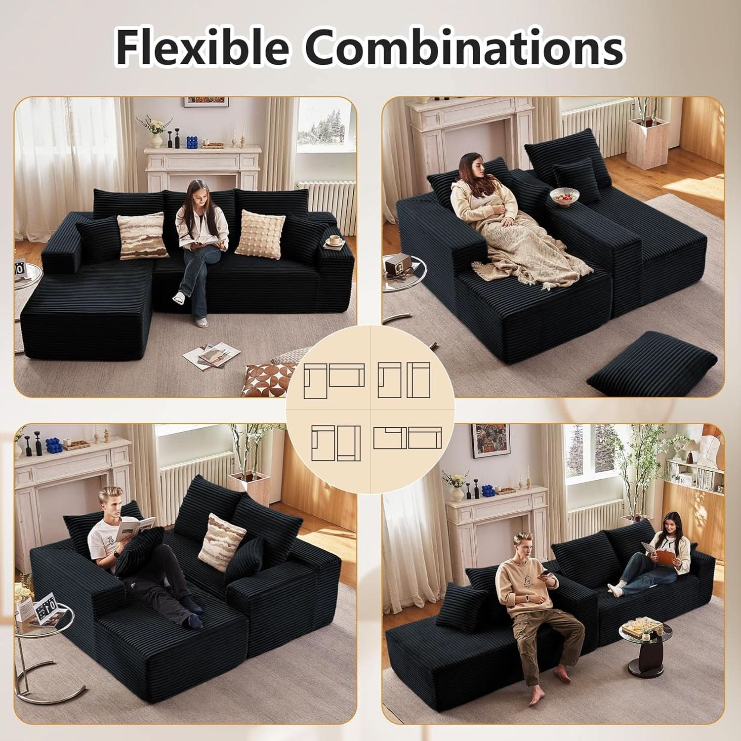 Modern L-Shape Cloud Sectional Couch for Living Room