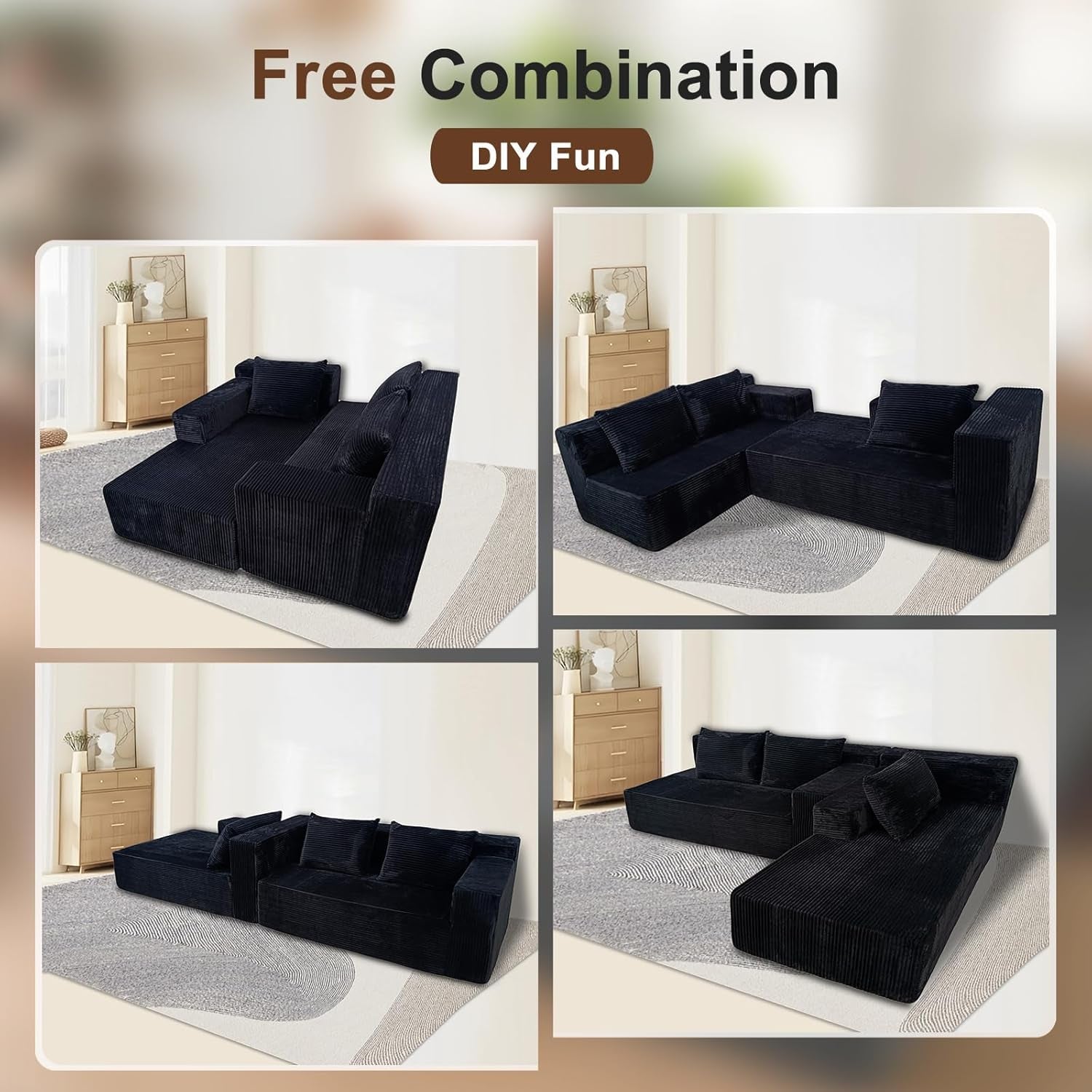 Modern L-Shape Modular Sofa with Deep Seat Comfort