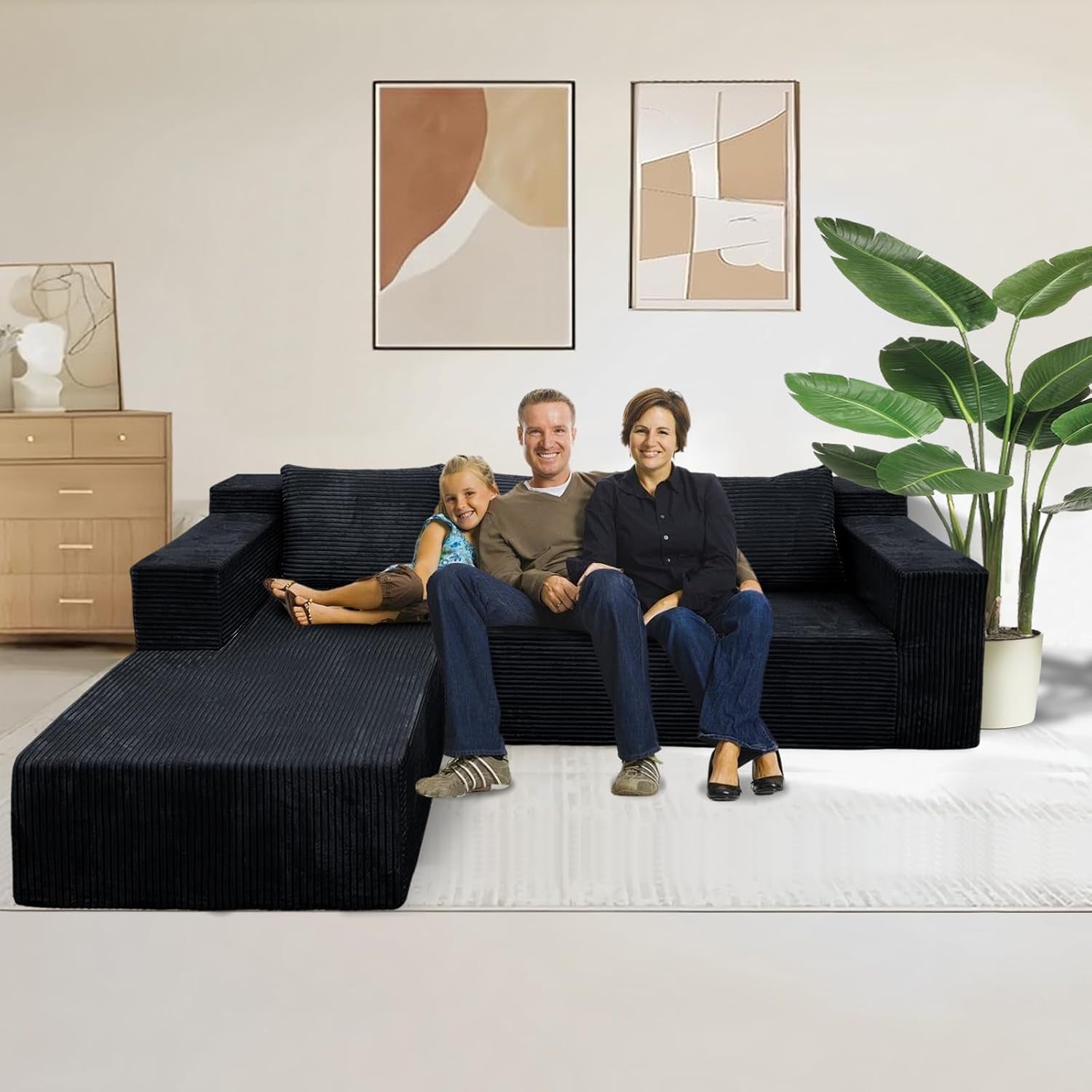 Modern L-Shape Modular Sofa with Deep Seat Comfort