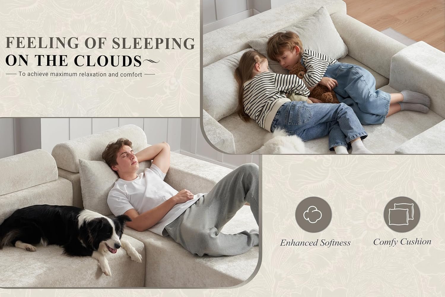 Modern L Shape Sectional Couch With Deep Seating
