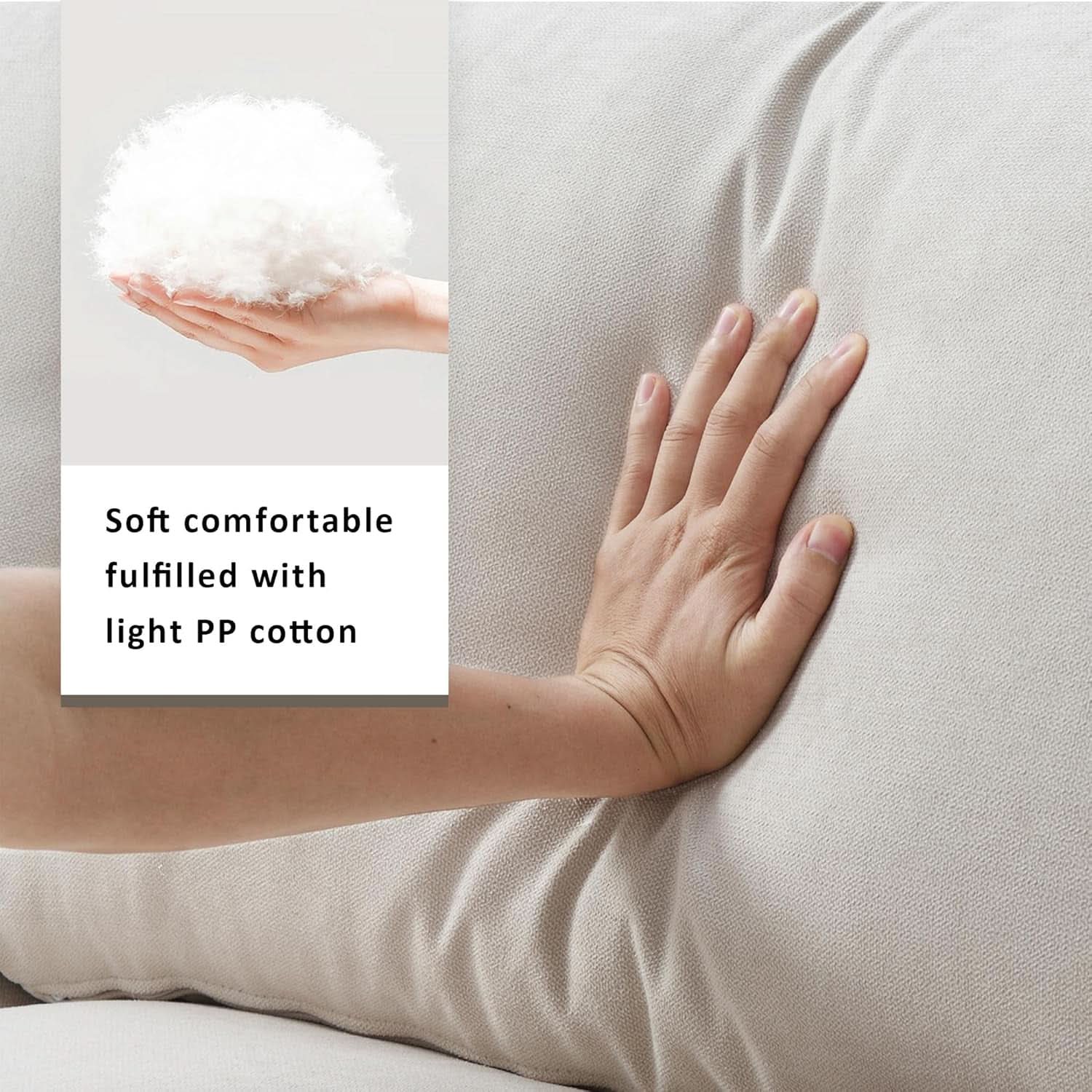 Modern L Shaped Beige Cloud Sofa With Convertible Ottoman