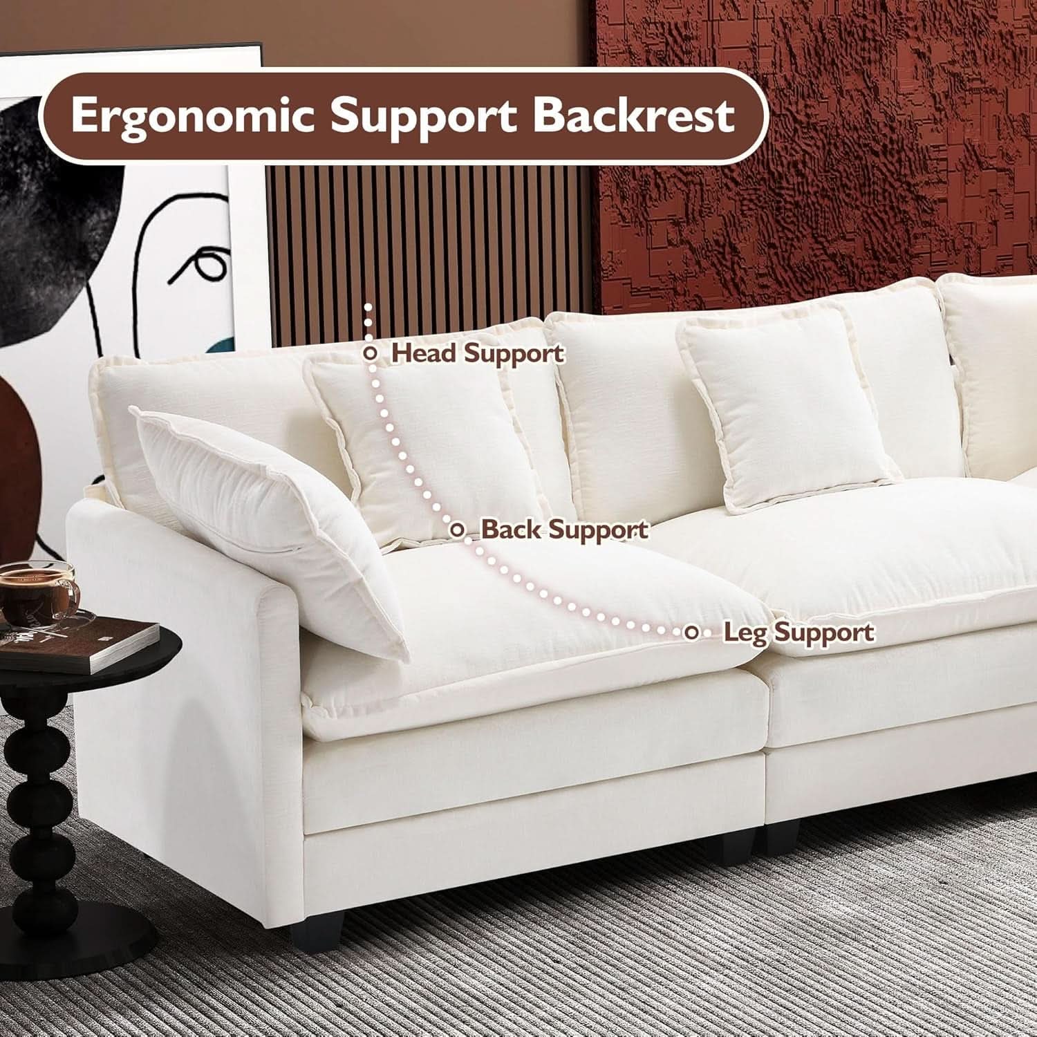 Modern L Shaped Cloud Sofa with Ottoman for Comfort