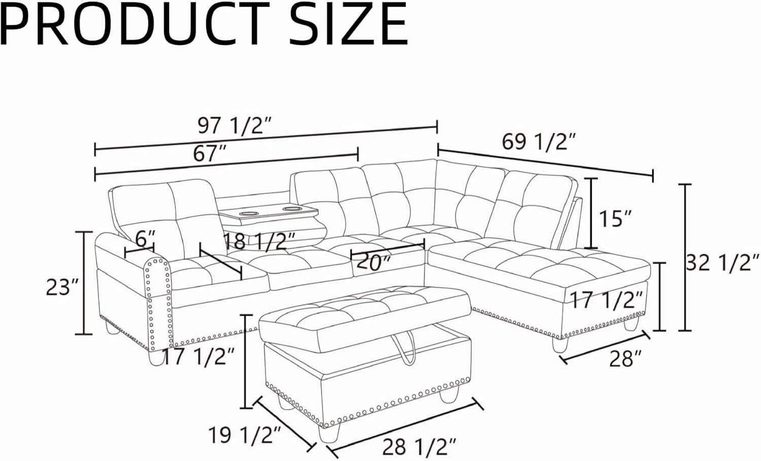 Modern L Shaped Modular Sofa with Chaise Comfort