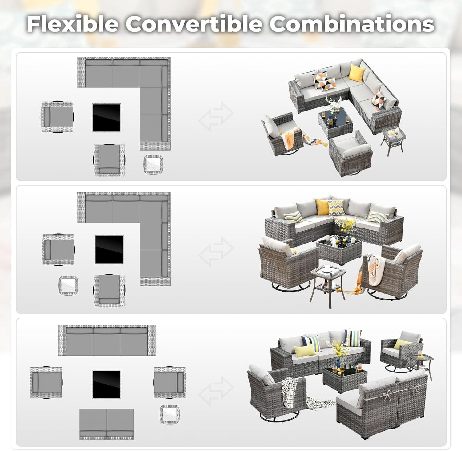 Modern Modular Outdoor Wicker Sectional Sofa Set