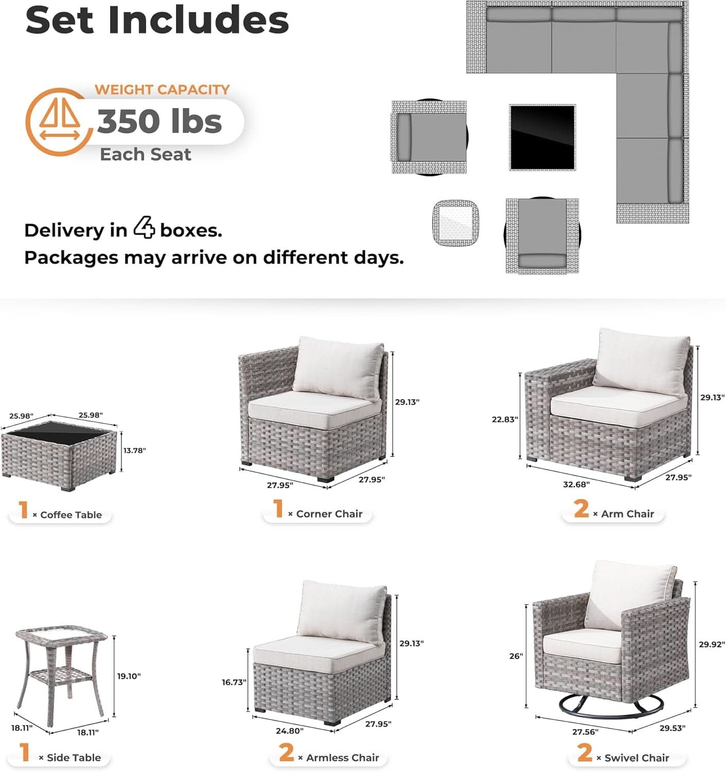 Modern Modular Outdoor Wicker Sectional Sofa Set