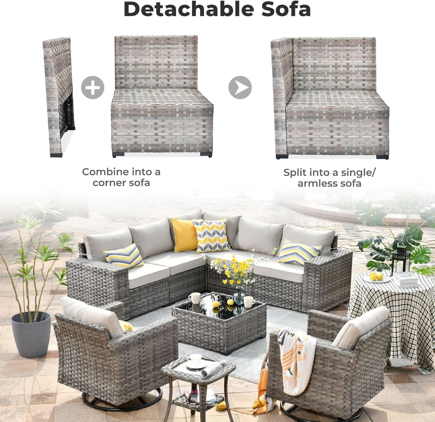 Modern Modular Outdoor Wicker Sectional Sofa Set